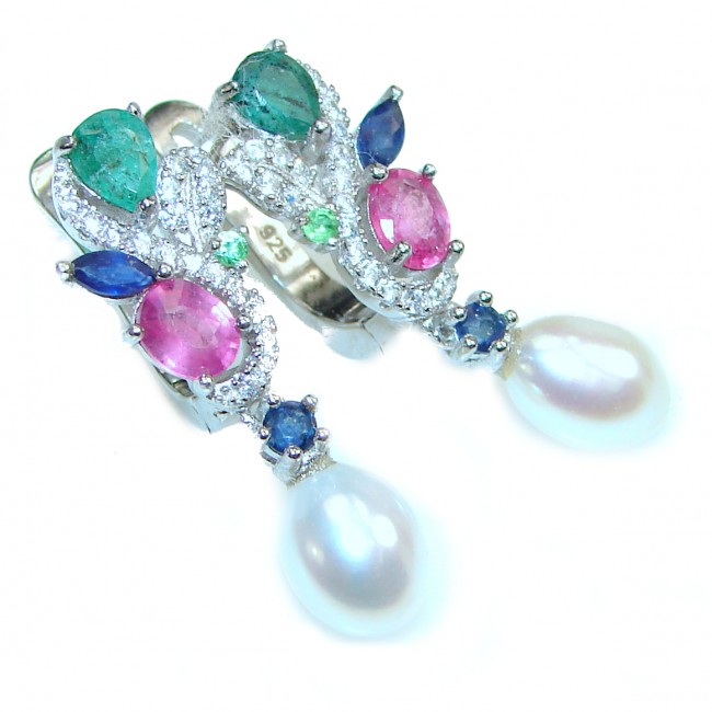 Precious Baroque Style genuine Pearl .925 Sterling Silver earrings