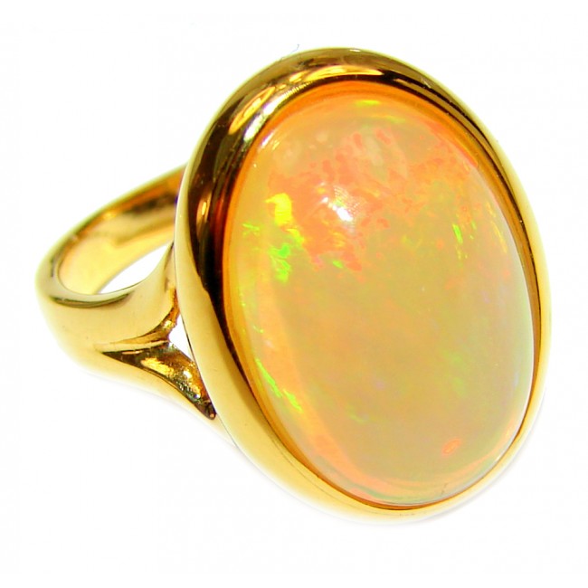 Bright Galaxy Genuine Ethiopian Opal 18K Gold over .925 Sterling Silver handmade HUGE Ring size 7