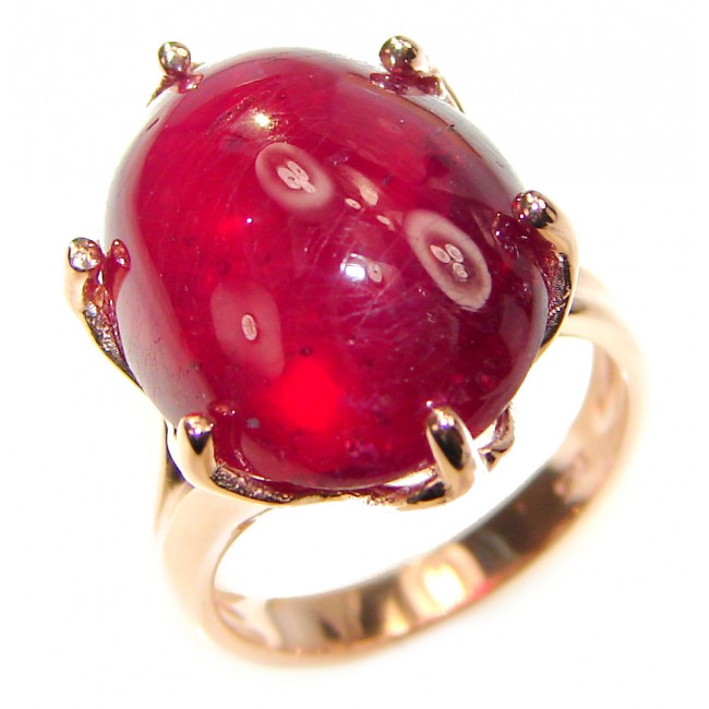 Perfect 25.8 ctw Ruby Rose Gold over .925 Sterling Silver handcrafted Statement Ring size 4 1/2
