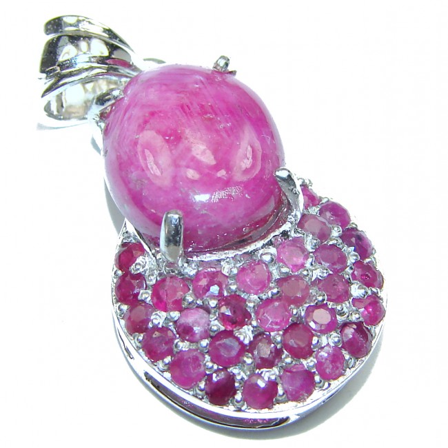 Perfect Flower Ruby .925 Sterling Silver handmade pendant