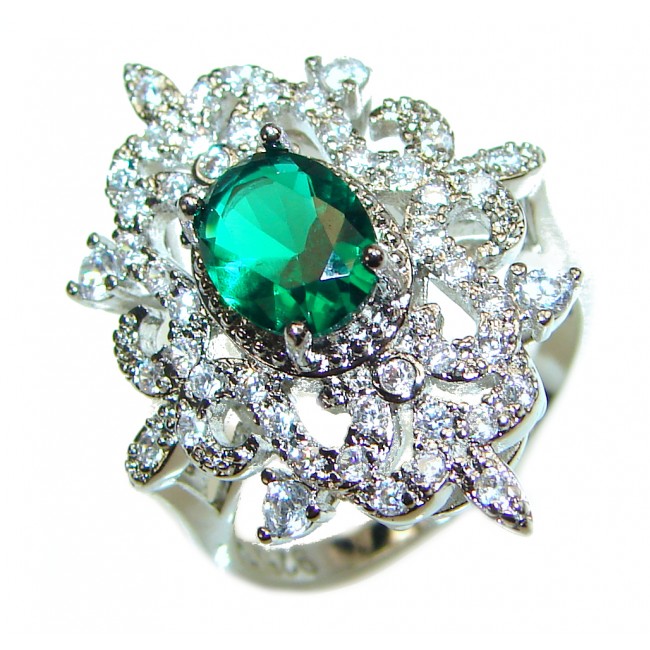 Spectacular 7.2 ctw Emerald White Topaz .925 Sterling Silver handmade Ring size 6 3/4