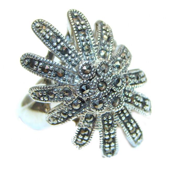 Fancy Marcasite .925 Sterling Silver Cocktail ring s. 8