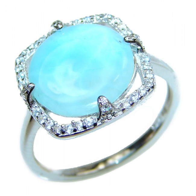 Larimar .925 Sterling Silver handcrafted Ring s. 8