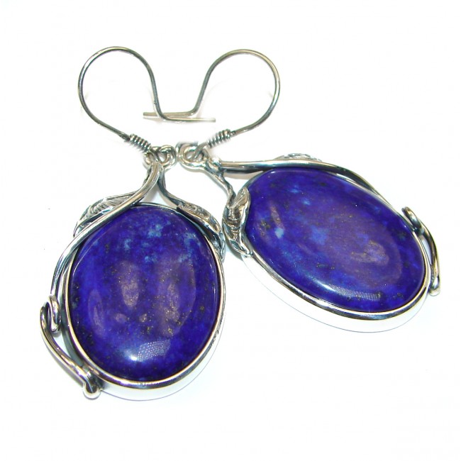 Huge Perfect genuine Blue Lapis Lazuli .925 Sterling Silver handmade earrings