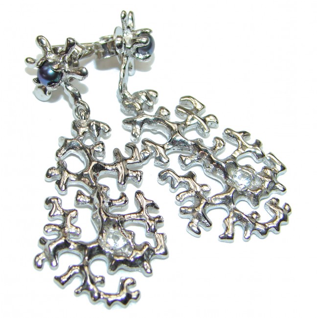 Delicate Golden Reefs pearl .925 Sterling Silver earrings