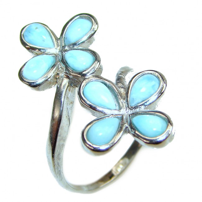 Larimar .925 Sterling Silver handcrafted Ring s. 7 1/4