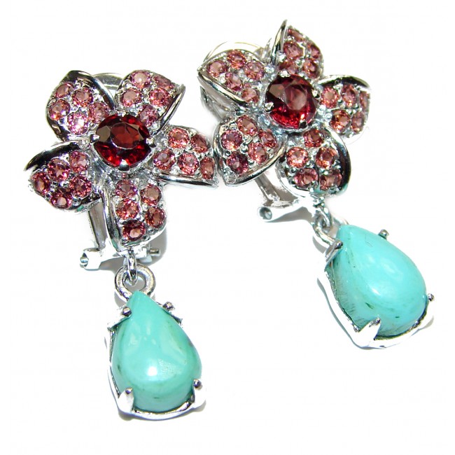 Vintage Style Genuine Turquoise .925 Sterling Silver handcrafted Earrings