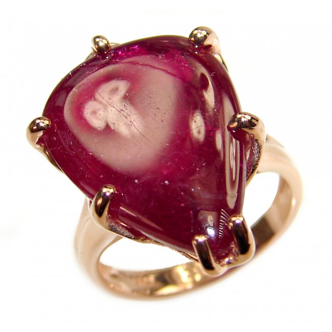 Perfect 25.8 ctw Ruby Rose Gold over .925 Sterling Silver handcrafted Statement Ring size 5