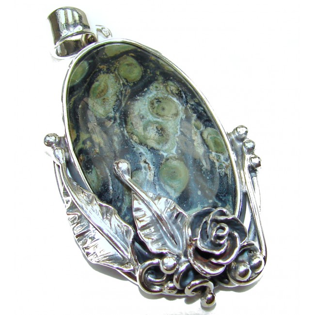 Green Queen rare Rhyolite .925 Sterling Silver handcrafted Pendant