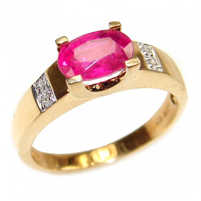 14K yellow Gold 2.96 carat authentic Ruby Cocktail Ring size 7