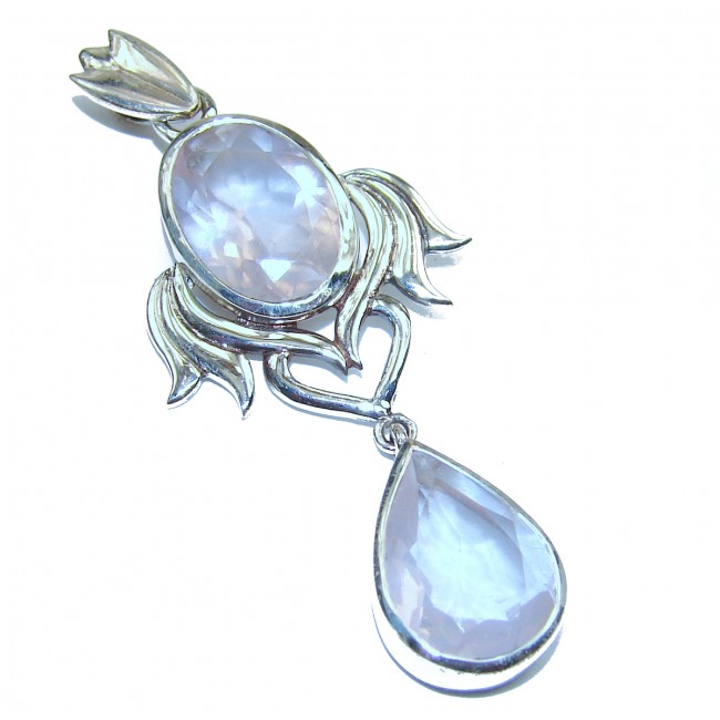 Oval cut 25ct Rose Quartz .925 Sterling Silver handcrafted Pendant