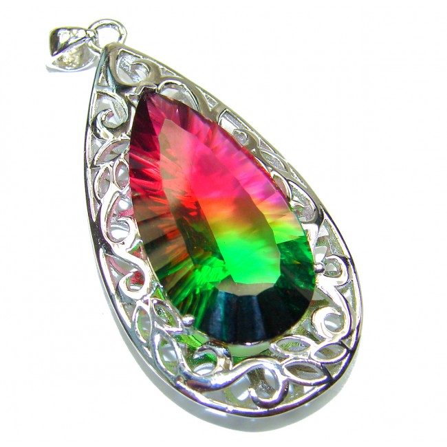 Deluxe Oval cut Tourmaline .925 Sterling Silver handmade Pendant