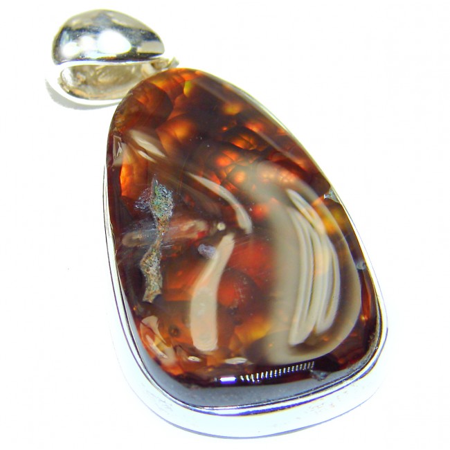 Perfect Mexican Fire Agate .925 Sterling Silver handmade Pendant
