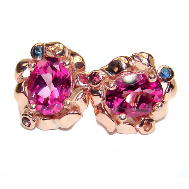 Pink Topaz 18K Rose Gold over .925 Sterling Silver handcrafted earrings