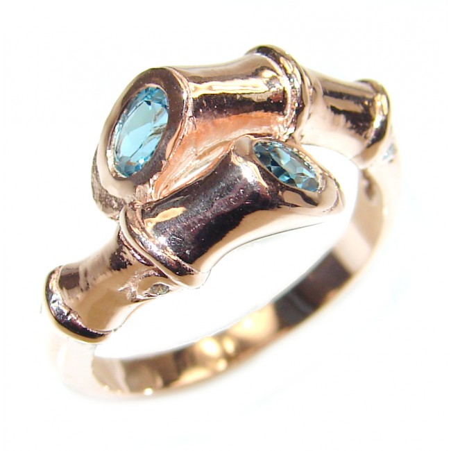 Incredible Bamboo London Blue Topaz .925 Sterling Silver Statement Ring s. 8