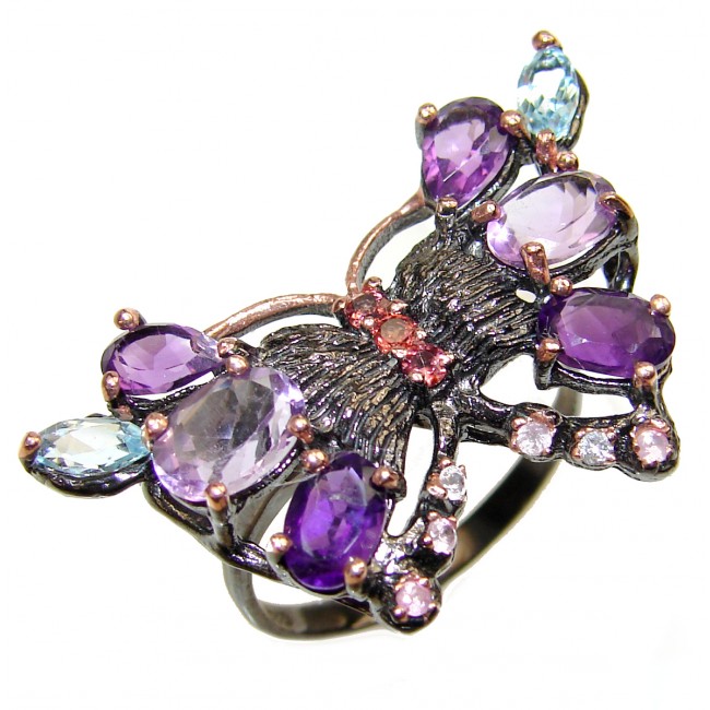 Authentic 15ctw Amethyst .925 Sterling Silver brilliantly handcrafted ring s. 8