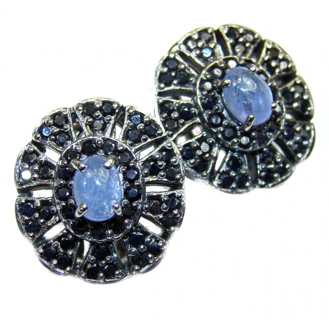 Genuine Tanzanite Sapphire .925 Sterling Silver handcrafted Earrings