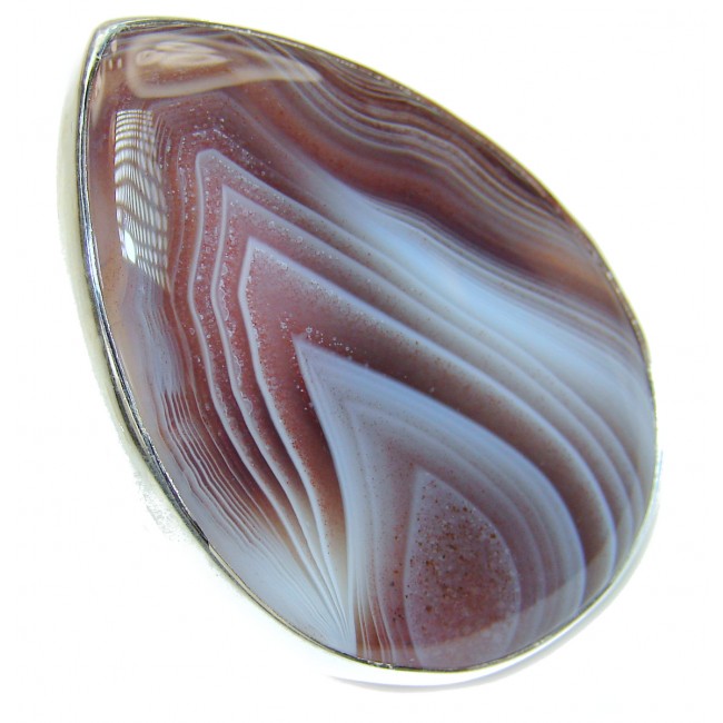 Top Quality Botswana Agate .925 Sterling Silver hancrafted Ring s. 8