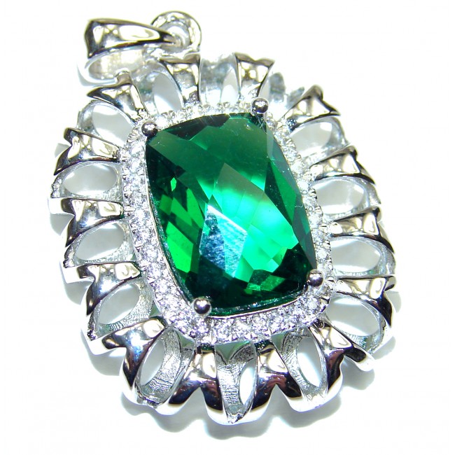 Superior quality 15 carat Fresh Green Helenite .925 Sterling Silver Pendant