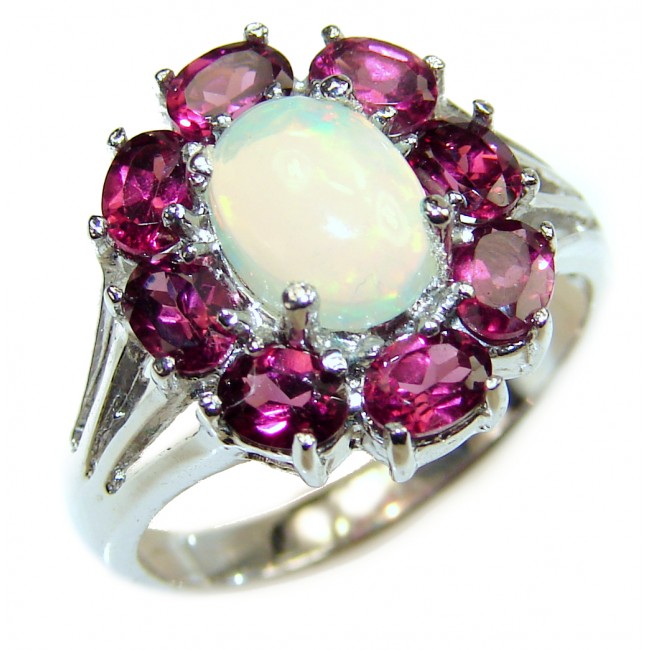 Precious Authentic Ethiopian Fire Opal .925 Sterling Silver brilliantly handcrafted ring s. 6