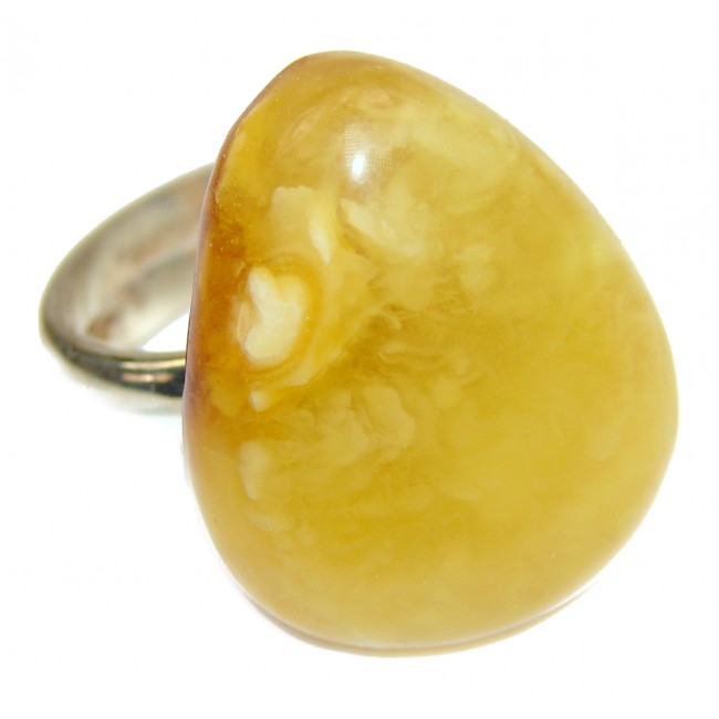 Earth Empress Butterscotch Baltic Amber .925 Sterling Silver handmade Ring size 8 adjustable