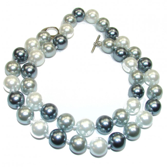 Black and white fresh water lab. created Pearl .925 Sterling Silver handmade Necklace