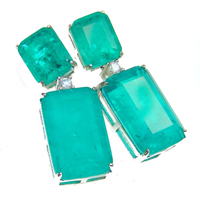 Great quality Emerald .925 Sterling Silver handcrafted earrings