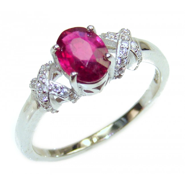 Royal quality unique Ruby .925 Sterling Silver handcrafted Ring size 9