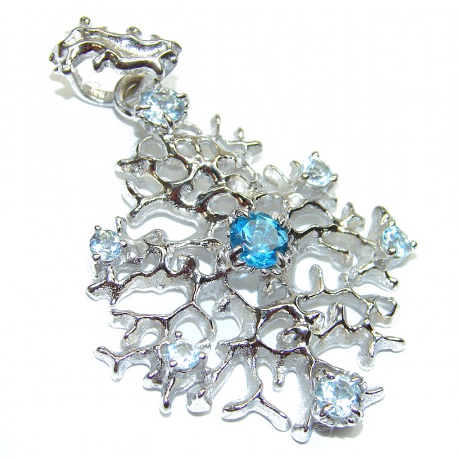 Ocean Reef Swiss Blue Topaz .925 Sterling Silver handmade pendant
