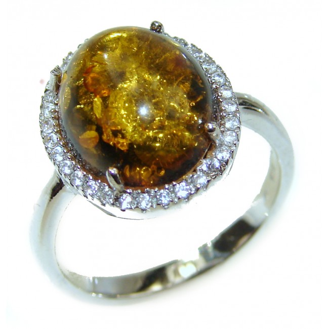 Genuine Baltic Amber .925 Sterling Silver handmade Ring size 5 3/4