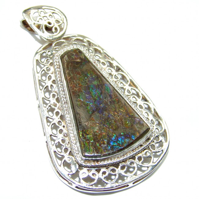 Genuine Canadian Ammolite .925 Sterling Silver handcrafted Pendant