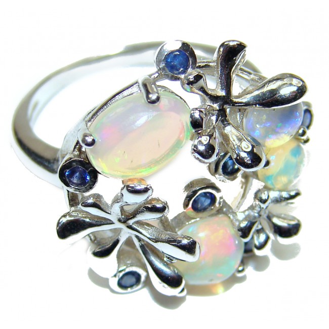 Authentic Ethiopian Fire Opal .925 Sterling Silver brilliantly handcrafted ring s. 7