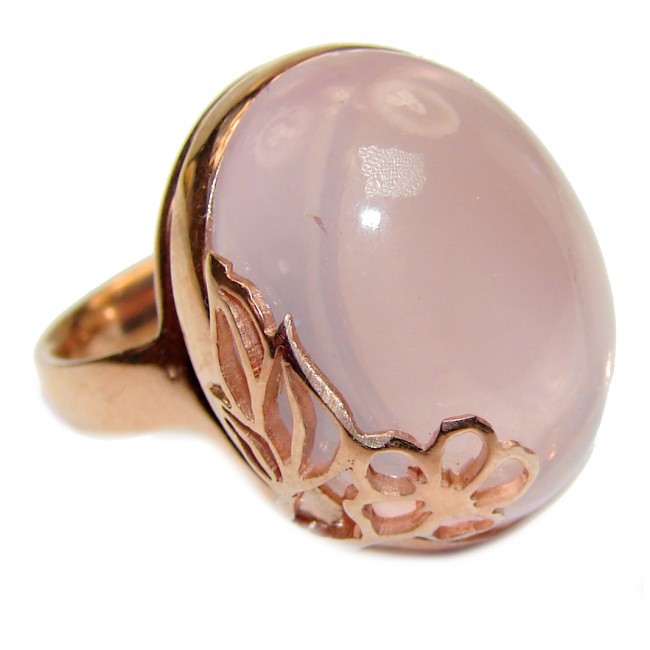 Pear Cut 425ctw Rose Quartz 14K Rose Gold over .925 Sterling Silver brilliantly handcrafted ring s. 8 adjustable