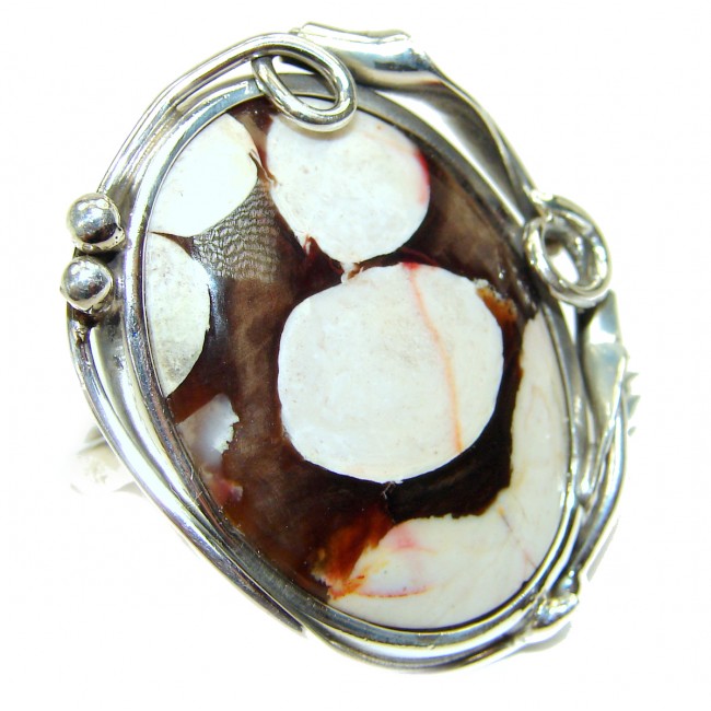 Huge Exotic Petrified Palm Wood Sterling Silver Ring s. 7 adjustable