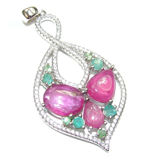 Deluxe emerald Ruby .925 Sterling Silver handmade Pendant