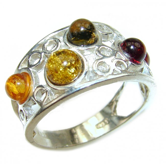 Genuine Baltic Amber .925 Sterling Silver handmade Ring size 7 1/2