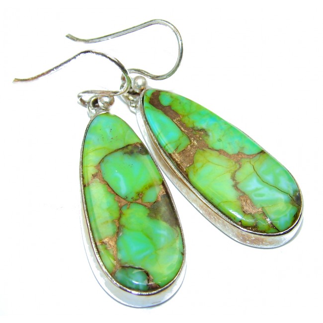 Solid Copper vains in Turquoise .925 Sterling Silver earrings