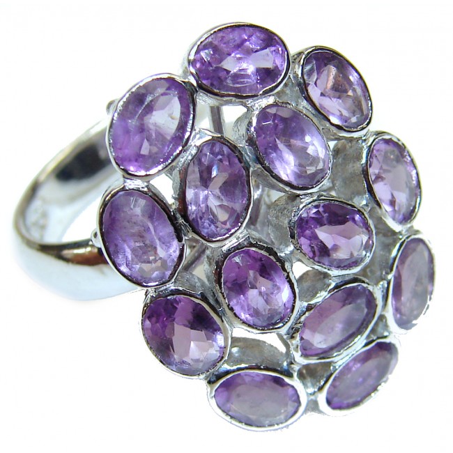 Vintage Style Amethyst .925 Sterling Silver handmade Cocktail Ring s. 8 3/4