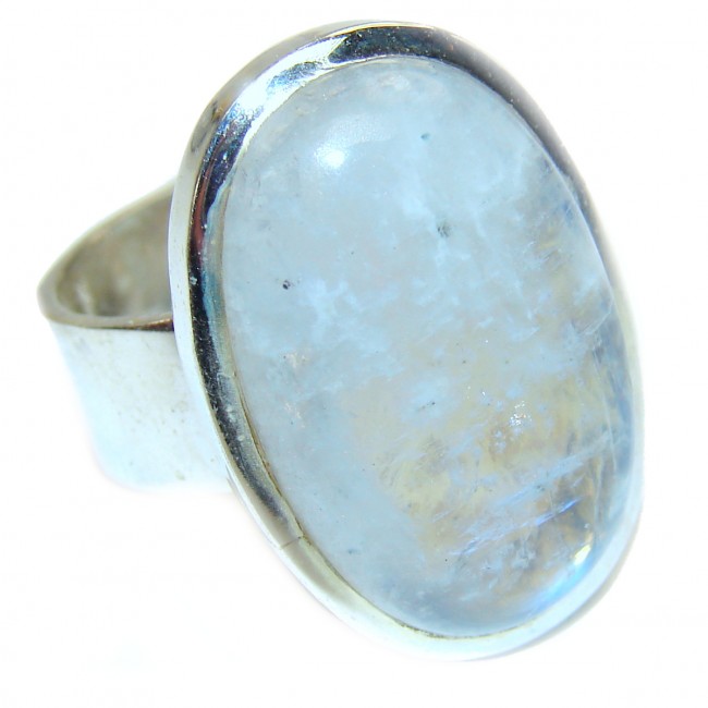 Fire Moonstone .925 Sterling Silver handmade ring s. 7 1/4