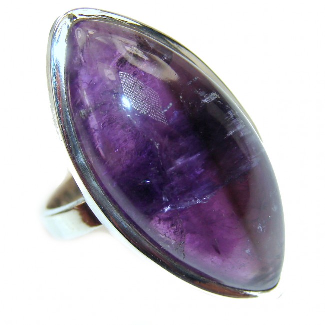 Amethyst .925 Sterling Silver handcrafted Statement Ring size 6