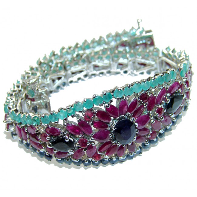Marvels Authentic Ruby Sapphire .925 Sterling Silver handmade Bracelet