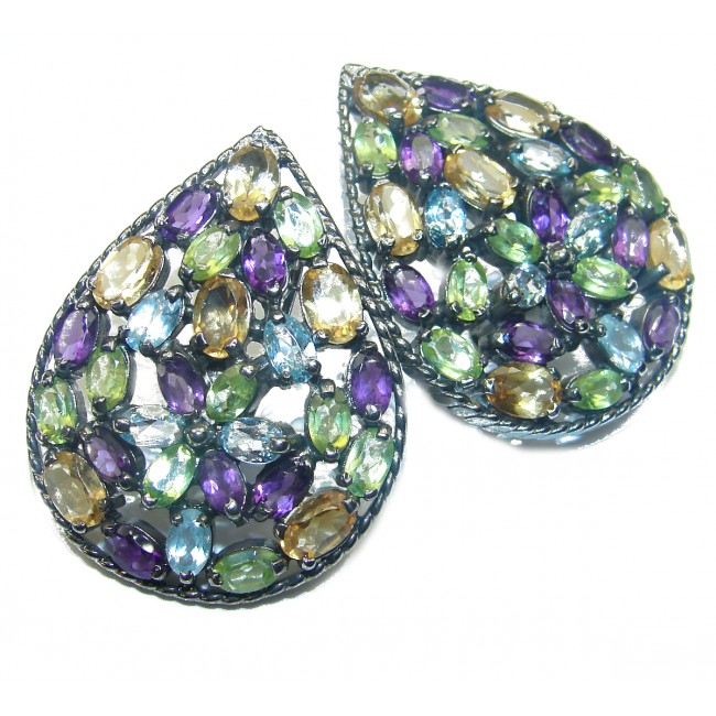 Precious Authentic Multigem .925 Sterling Silver brilliantly handcrafted earrings