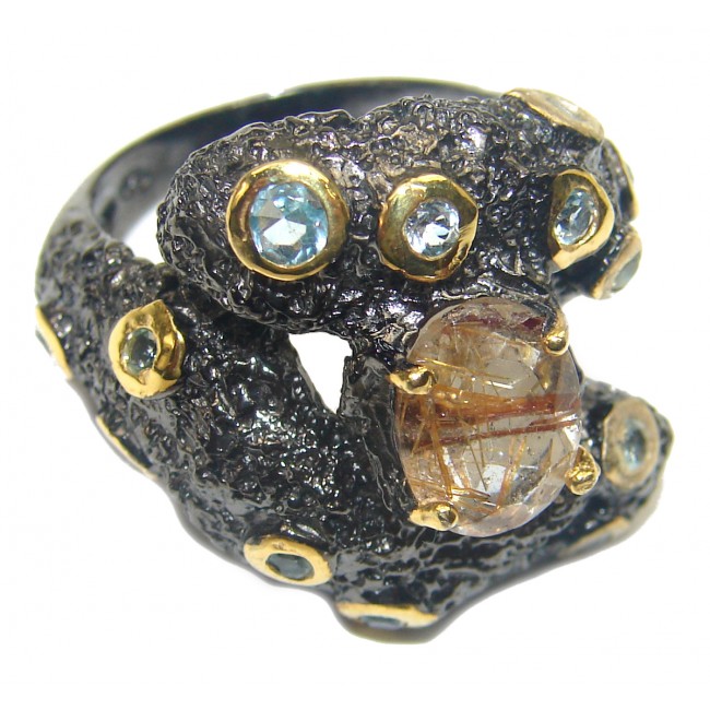 Best quality Golden Rutilated Quartz 18K Gold over .925 Sterling Silver handcrafted Ring Size 6 1/4