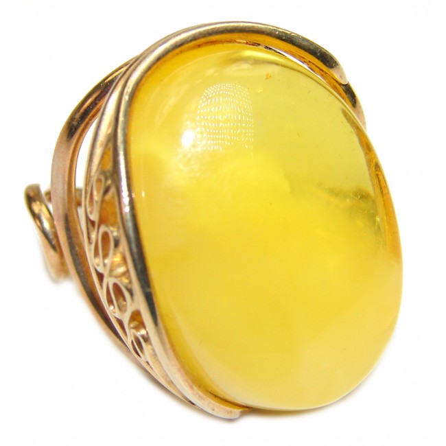 Earth Empress Butterscotch Baltic Amber .925 Sterling Silver handmade Ring size 7 adjustable