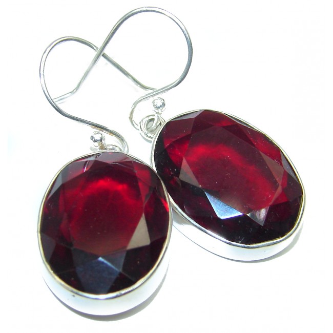 Genuine Red Quartz .925 Sterling Silver handmade earrings