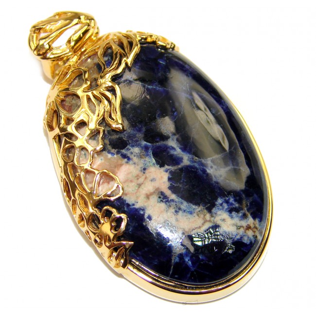 Best quality Sodalite 14K Gold over .925 Sterling Silver pendant