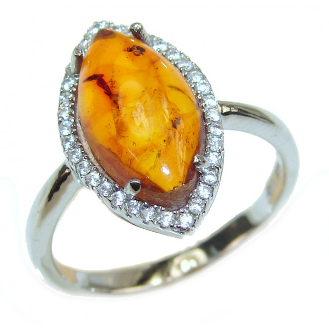 Amber .925 Sterling Silver handcrafted Ring s. 7