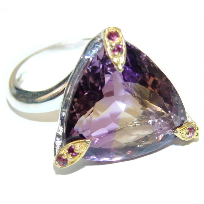 Powerful Authentic 35ctw Ametrine 18K Gold over .925 Sterling Silver brilliantly handcrafted ring s. 9