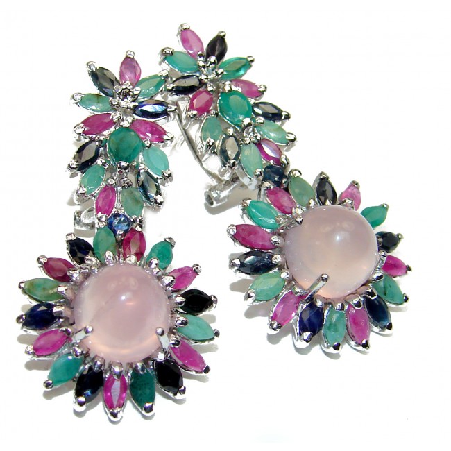 Majestic Bliss authentic Ruby Rose Quartz .925 Sterling Silver handcrafted earrings