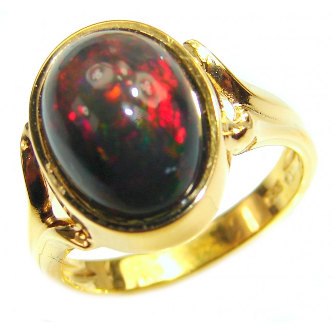 Vintage Design 4.8 ctw Genuine Black Opal .925 Sterling Silver handmade Ring size 6 3/4